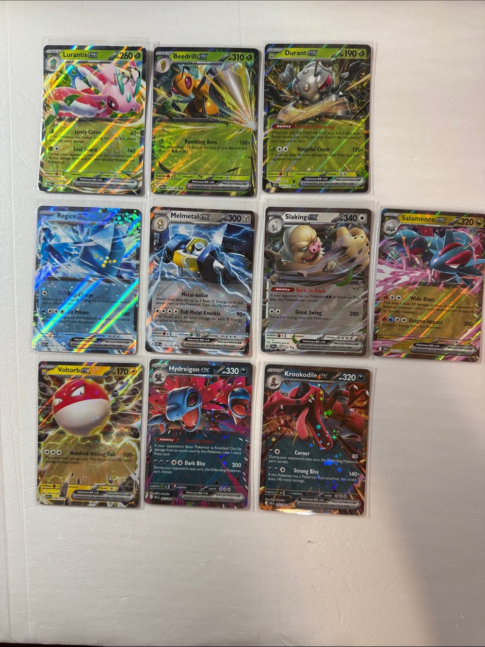 Pokemon Holographic GX/EX TCG Cards - Green, Blue, Pink, Yellow, Red
